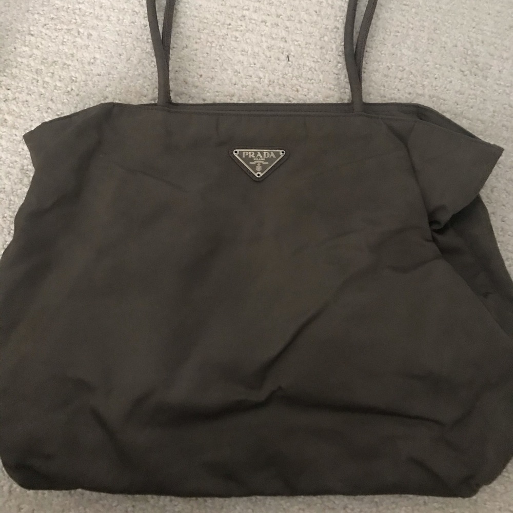 Brown, nylon Prada shoulder bag